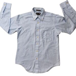 JCPenney The Men's Shop Oxford Plus Shirt Light Blue Button Down 15.5 34 Vintage